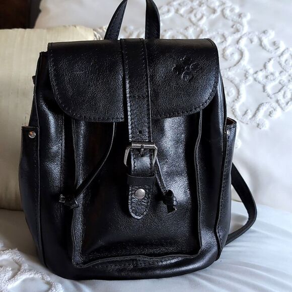♣️Patricia Nash Black Aberdeen Italian Leather Backpack - Picture 1 of 15
